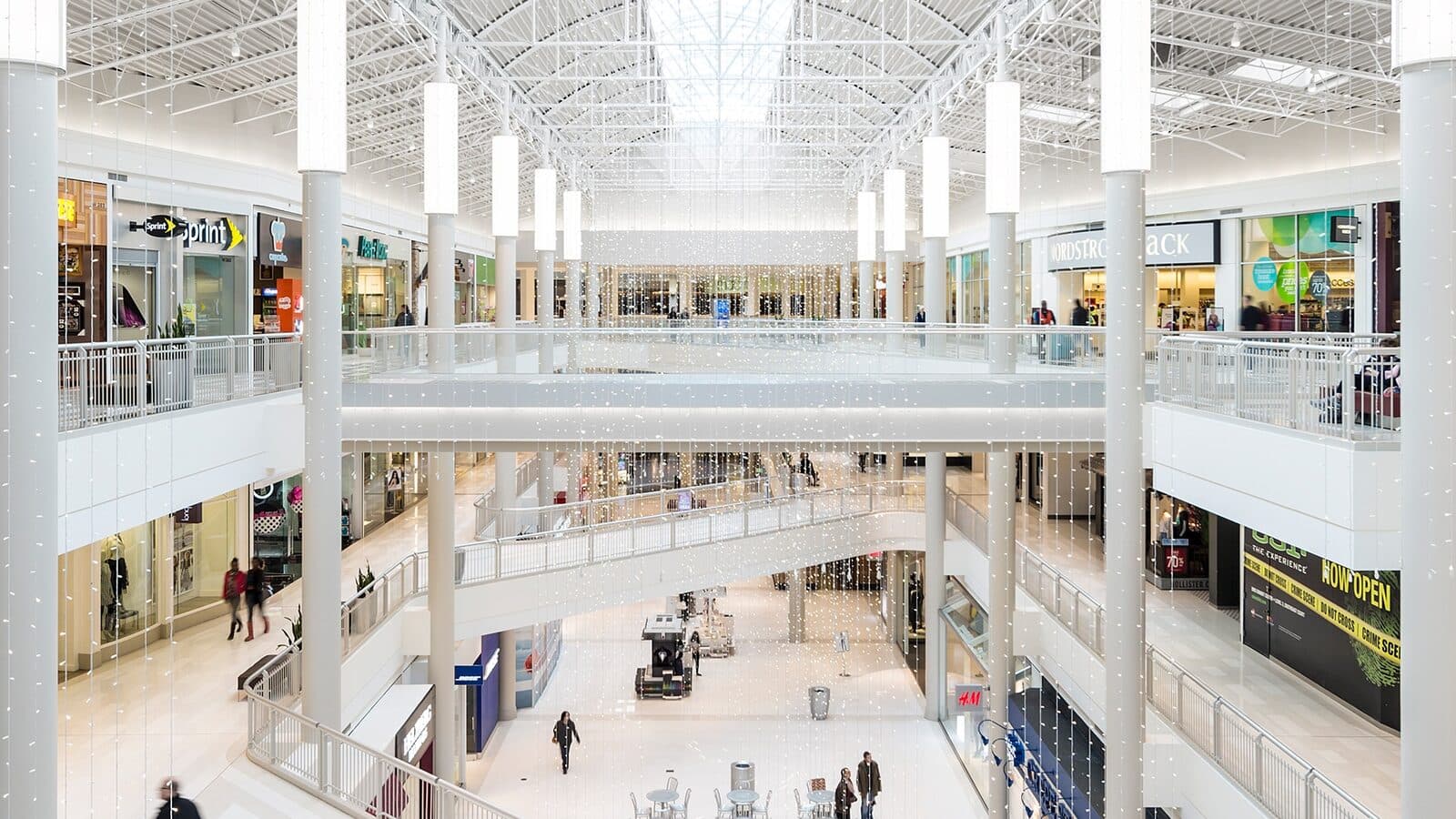 The skylit multi-level atrium inside Mall of America, Bloomington, MN