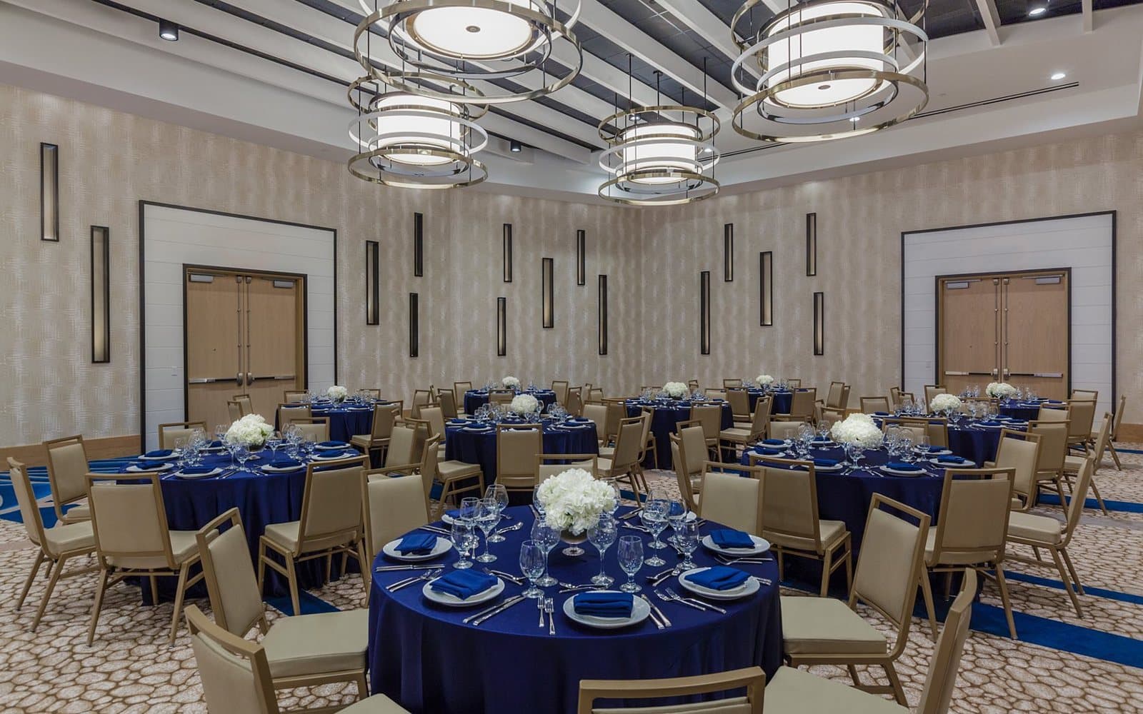 Ballroom set with banquet rounds at Wyndham Grand Clearwater Beach, Clearwater Beach, FL