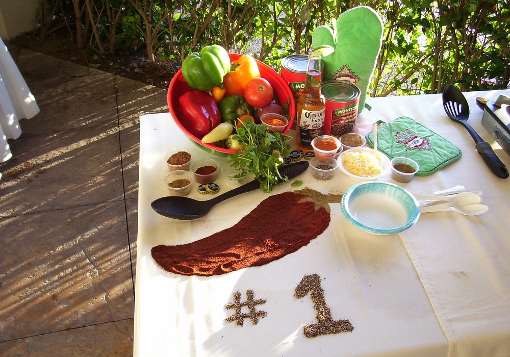A table with a number of ingredients on it.