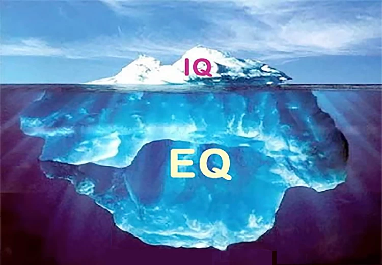 An iceberg with the words iq and eq on it.