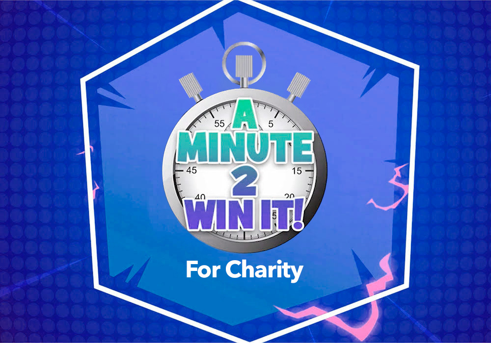 A minute win it for charity logo.