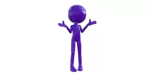 A purple man giving a thumbs up on a white background.