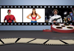 A movie strip with a movie reel and a movie strip.
