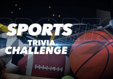 A sports trivia challenge on a black background.
