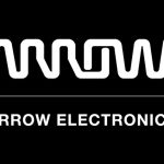 Arrow electronics logo on a black background.
