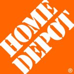 Home depot logo on an orange background.