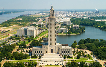 An aerial view of the capitol building in new orleans.