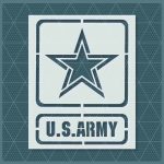 U s army logo on a geometric background.