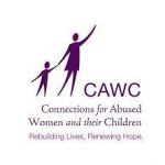The logo for cawc connections for abused women and their children.