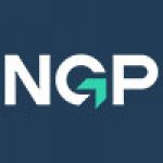 The ngp logo on a blue background for corporate events in Dallas.