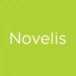 Novellis logo on a green background.
