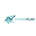 Powerplan logo with an arrow pointing down.