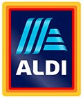 The aldi logo on a white background.