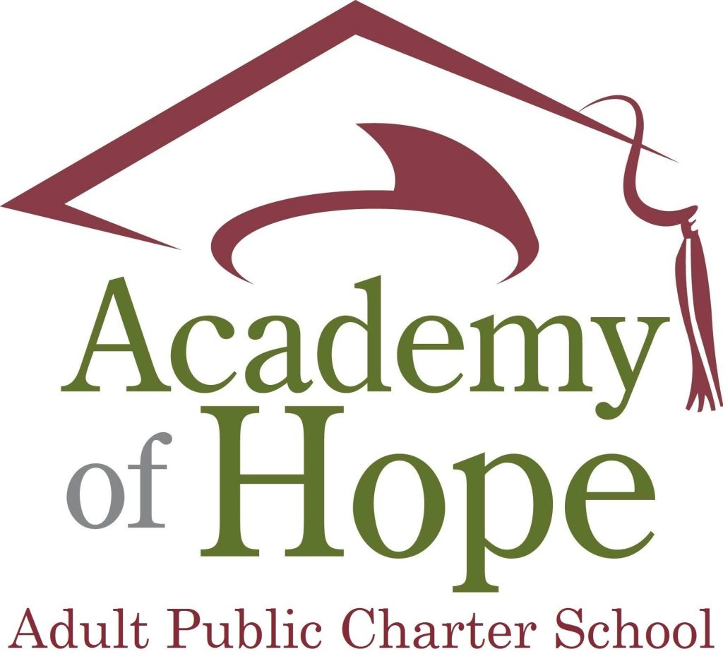 Academy of hope adult public charter school logo.