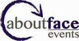 About face events logo.