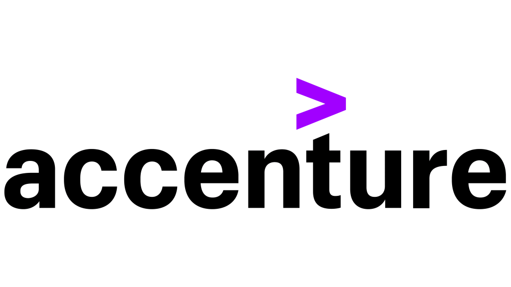 Accenture logo with a purple arrow.