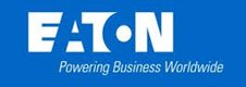 Eaton logo on a blue background.