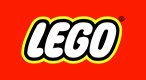 A lego logo on a red background.