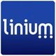 A blue square with the word linium on it.