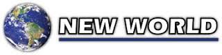 A logo with the word new world on it.