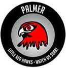 The logo for palmer little red hawks.