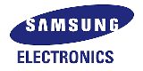 Samsung electronics logo on a white background.