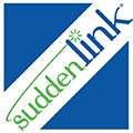 The suddenlink logo on a blue and white background.