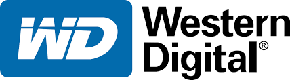 The wd western digital logo on a white background.
