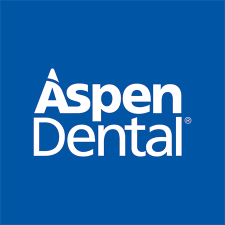 Aspen dental logo on a blue background.