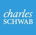 The charles schwab logo on a blue background.