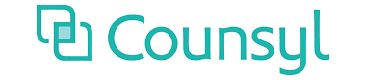 A blue and green logo with the word counsyl.