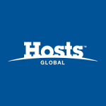 Hosts global logo on a blue background.