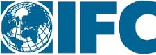 A blue and white logo with the word ifc.
