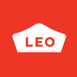 The leo logo on a red background.