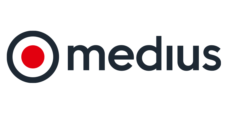 The logo for medusus on a green background.