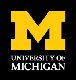 The university of michigan logo on a black background.