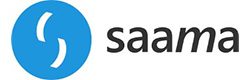 The saama logo on a white background.