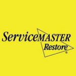 Servicemaster restore logo on a yellow background.