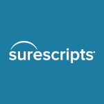 Surescripts logo on a blue background.