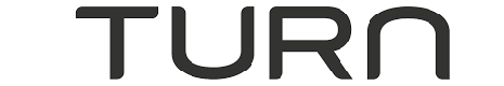 A black and white logo with the word turn.