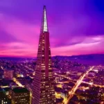 The san francisco skyline at dusk.