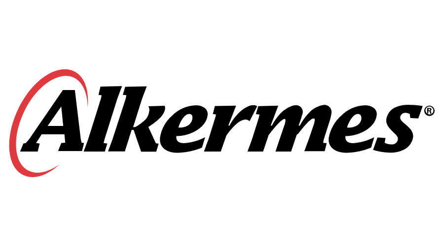 The logo for alkermes on a white background.