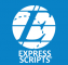 Cigna and express scripts logos on a blue background.