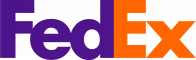 Fedex logo on a black background.