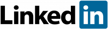 Linkedin logo on a black background.