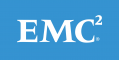 Emc 2 logo on a blue background.