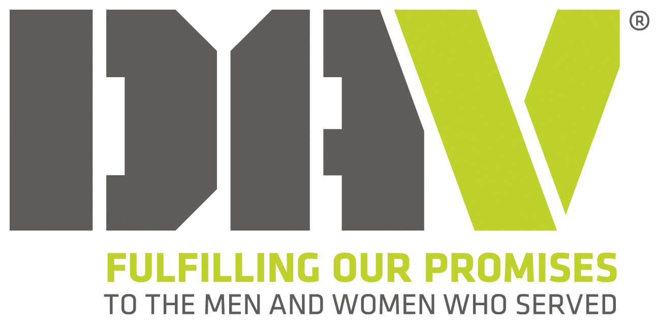 Logo of Disabled American Veterans (DAV), featuring the DAV acronym in large, stylized letters and the tagline "Fulfilling Our Promises to the Men and Women Who Served" below.
