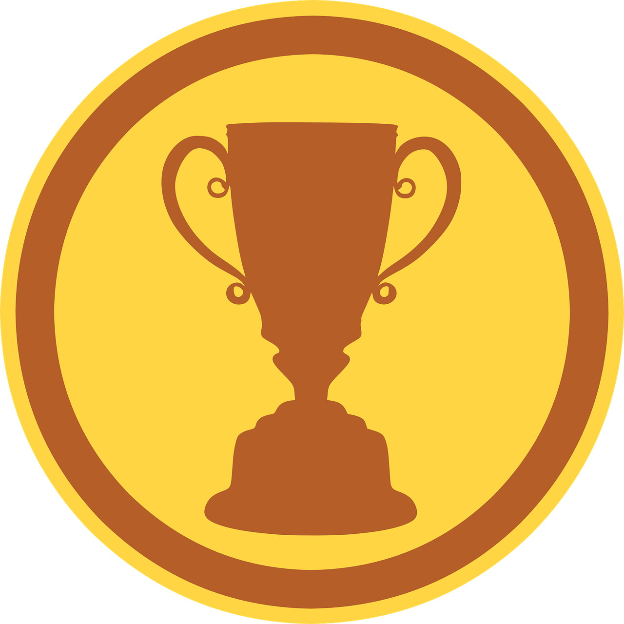 A brown trophy icon centered on a yellow background with a brown border, representing an award or achievement.