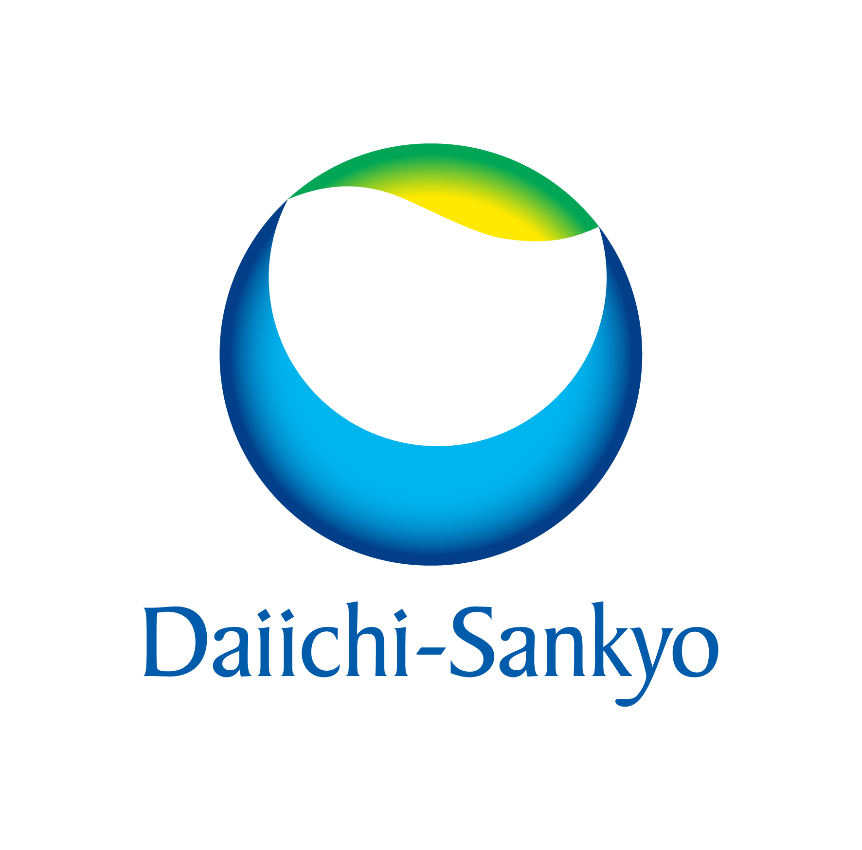 Daiichi-Sankyo logo featuring a circular blue and green gradient symbol above the company name in blue text on a white background.