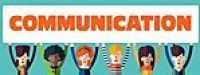 A group of people holding up a sign that says communication.